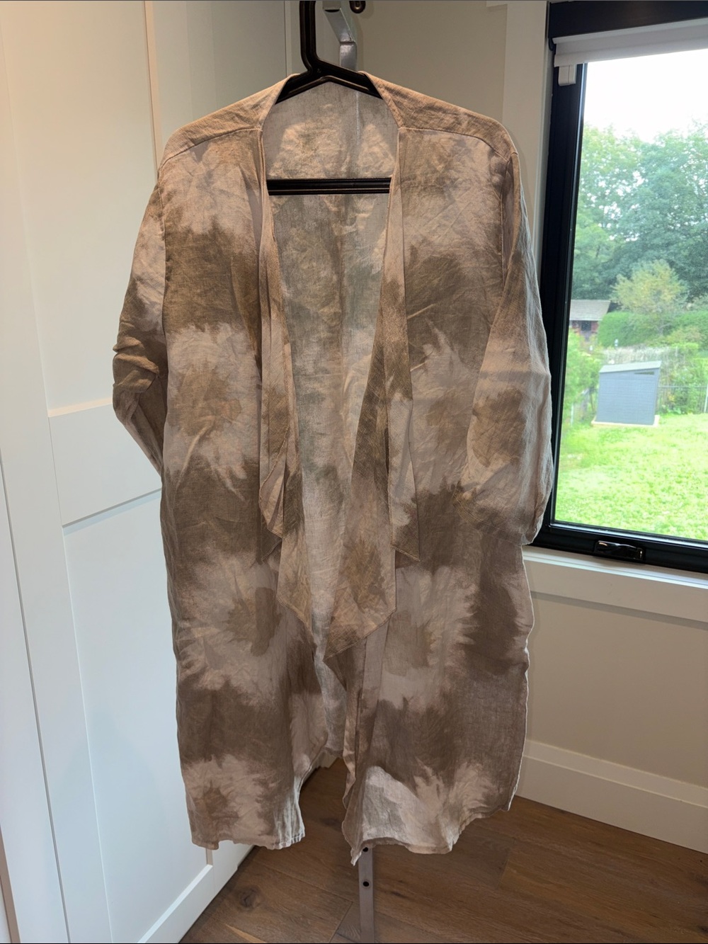 Neutral Tie-Dye Lightweight 100% Linen Open Cardigan